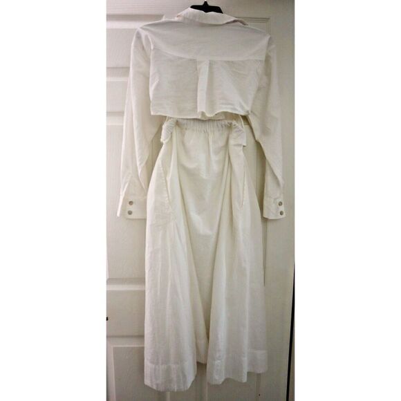 Free People OB1817734 Women's Sz XS White Isley L/S 2-in-1 Cotton Midi Dress - Picture 2 of 15